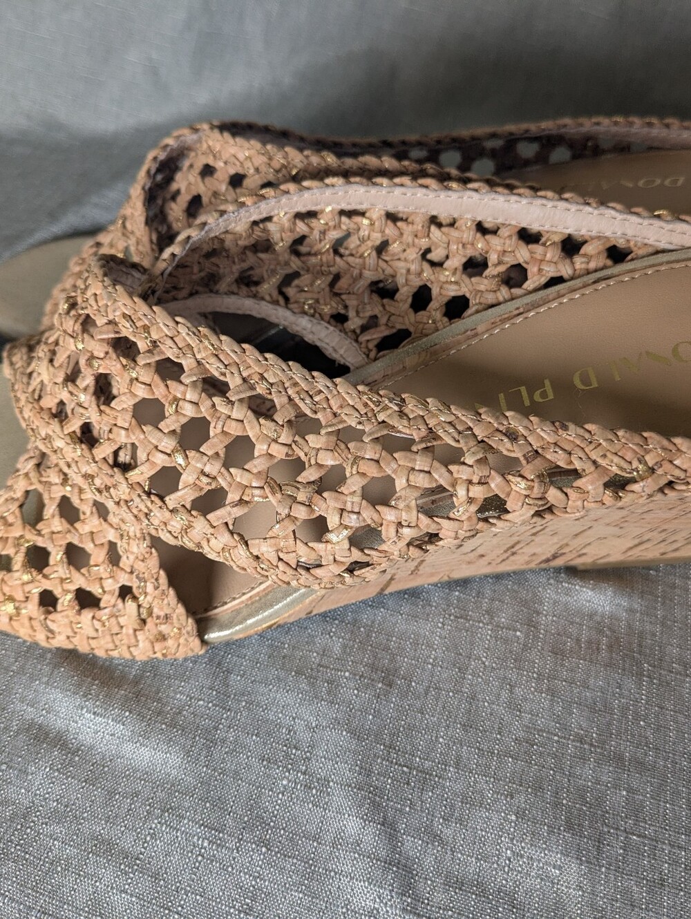 Donald Pliner Braided Cork Wedge Sandals in Natural Tan - Picture 7 of 7